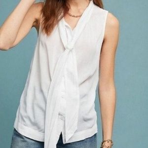 Anthropologie Cloth & Stone White Button Up Tie Tank Top